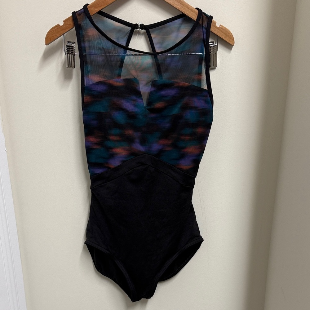 Capezio Black and Multicolor leotard with mesh size adult medium